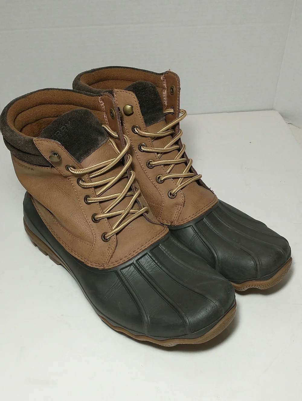 Sperry Brewster Duck Boot, Stain/Water Resistant Leather, Size Men's 10, Brown